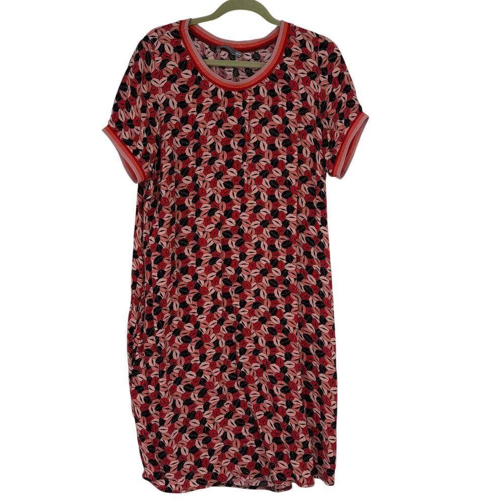 Geisha Graphic Dress Lip Print SZ L/XL Red Black Pink Pockets Punk Emu Poland